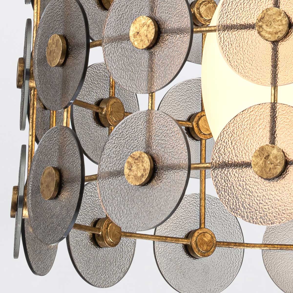 Quintiesse Meridian 3 Light Pendant - Distressed Gold & Smoked Glass