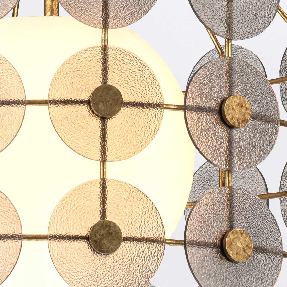 Quintiesse Meridian 3 Light Pendant - Distressed Gold & Smoked Glass