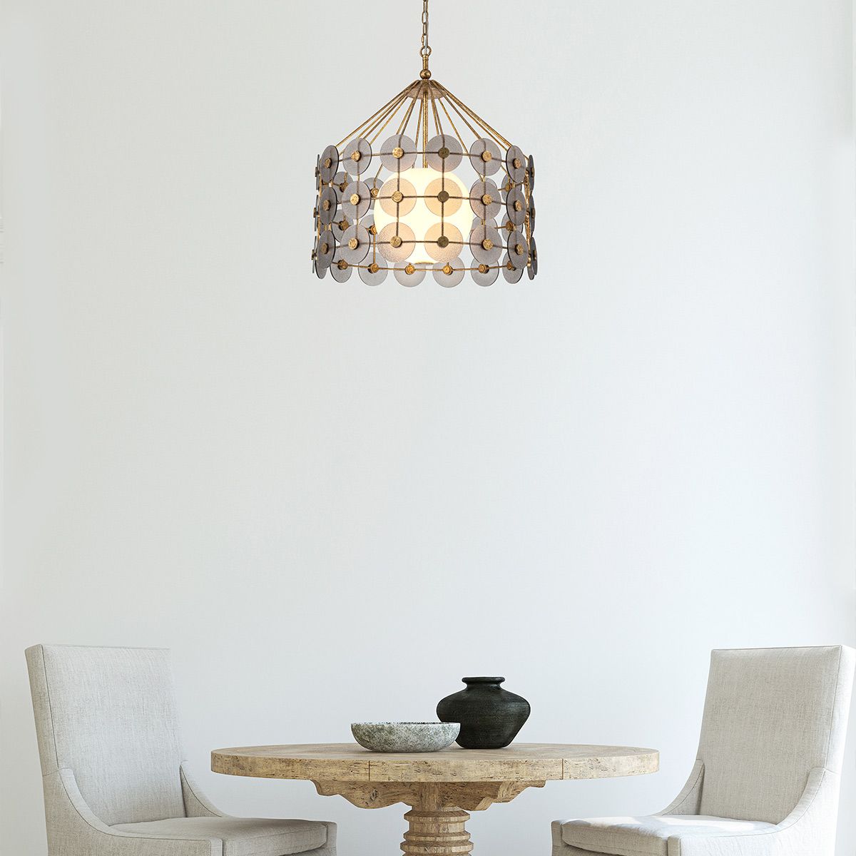Quintiesse Meridian 3 Light Pendant - Distressed Gold & Smoked Glass