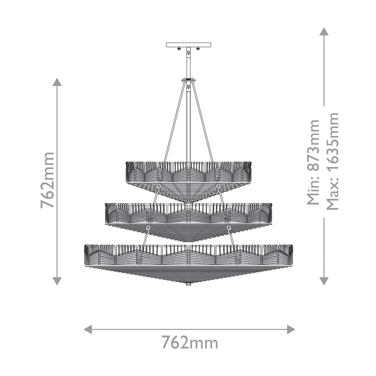 Quintiesse Ophelia 13 Light Multi Tier Chandelier - Black & Camel