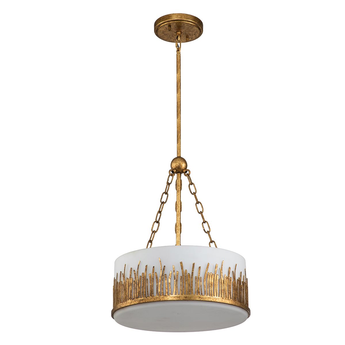 Quintiesse Sawgrass 3 Light Pendant - Gold Leaf with Antique Glaze