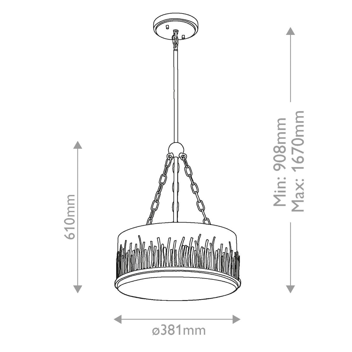 Quintiesse Sawgrass 3 Light Pendant - Gold Leaf with Antique Glaze