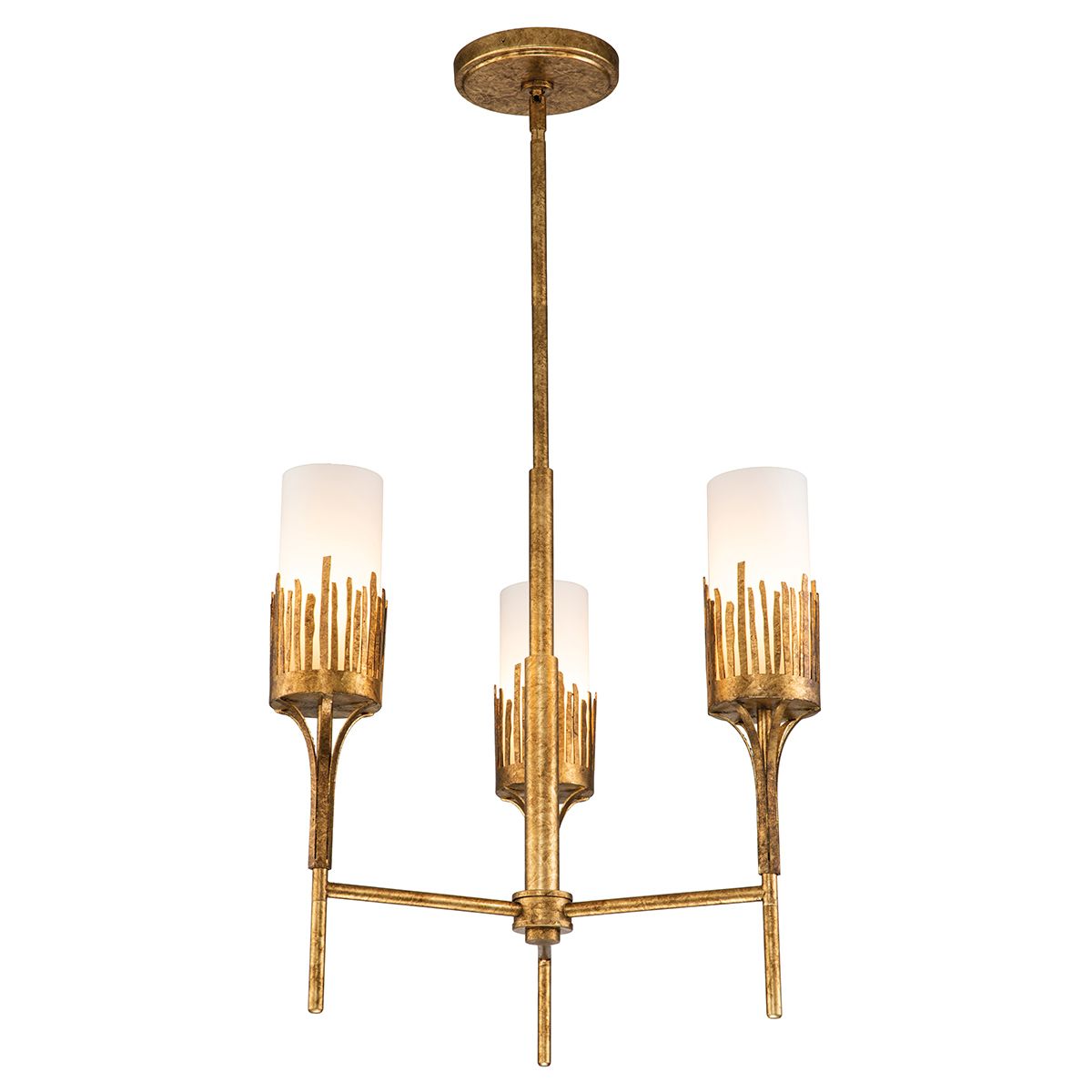 Quintiesse Sawgrass 3 Light Chandelier - Gold Leaf with Antique Glaze