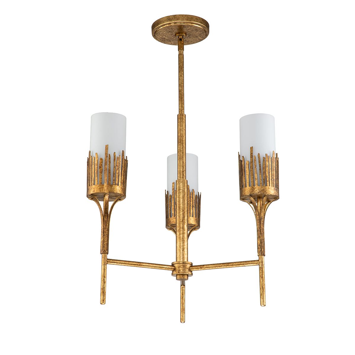 Quintiesse Sawgrass 3 Light Chandelier - Gold Leaf with Antique Glaze