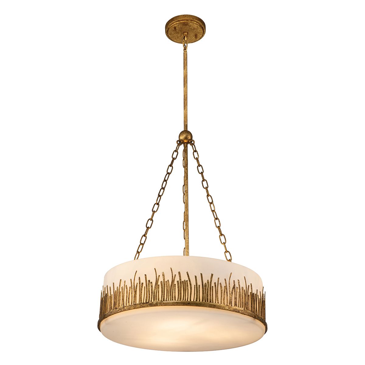 Quintiesse Sawgrass 3 Light Pendant - Gold Leaf with Antique Glaze