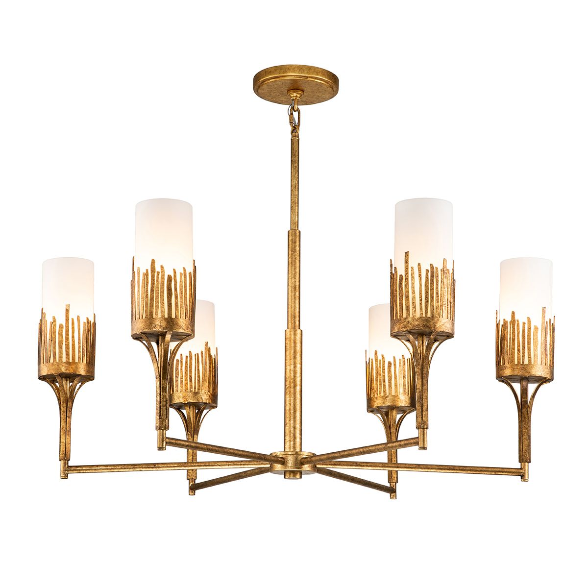 Quintiesse Sawgrass 6 Light Chandelier - Gold Leaf with Antique Glaze