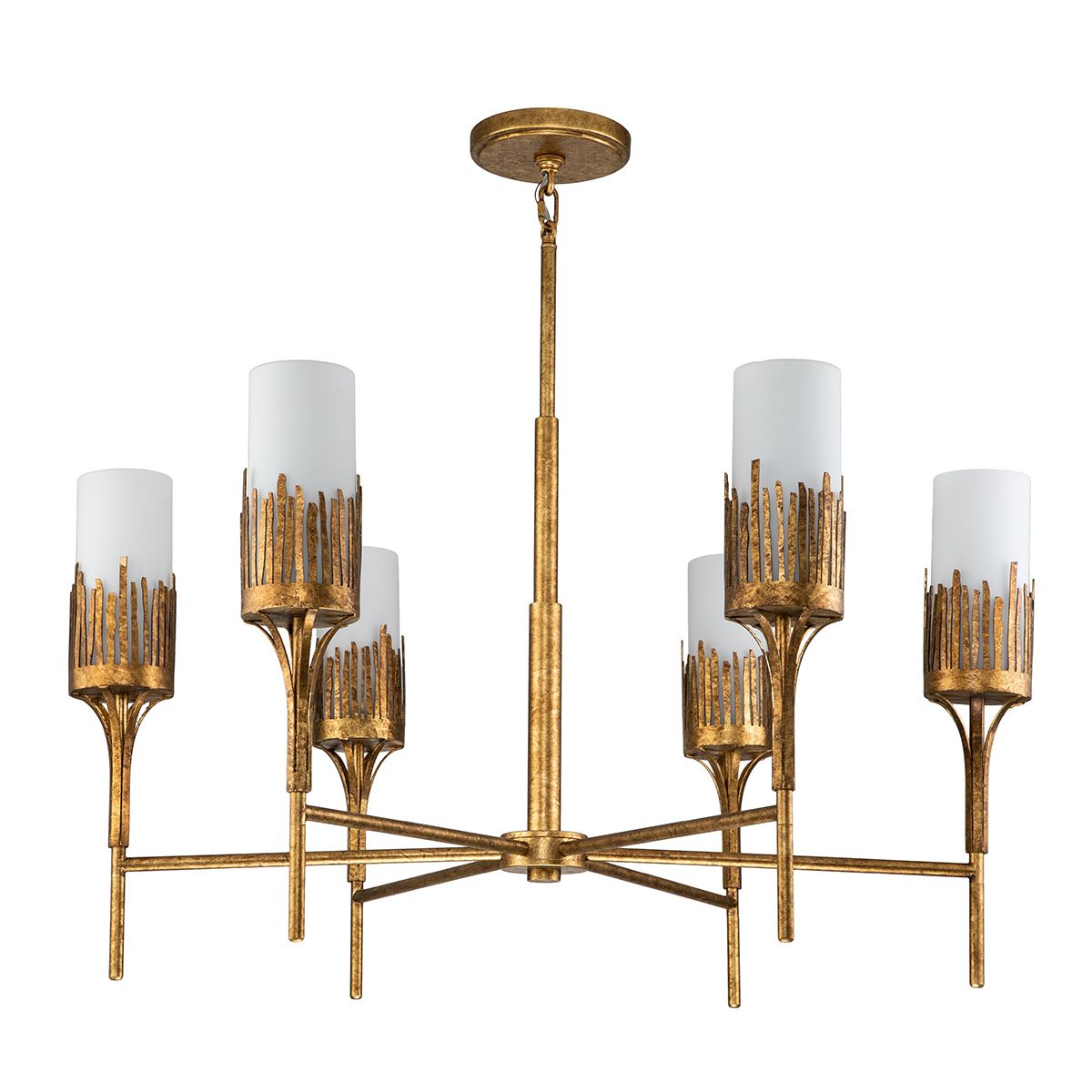 Quintiesse Sawgrass 6 Light Chandelier - Gold Leaf with Antique Glaze