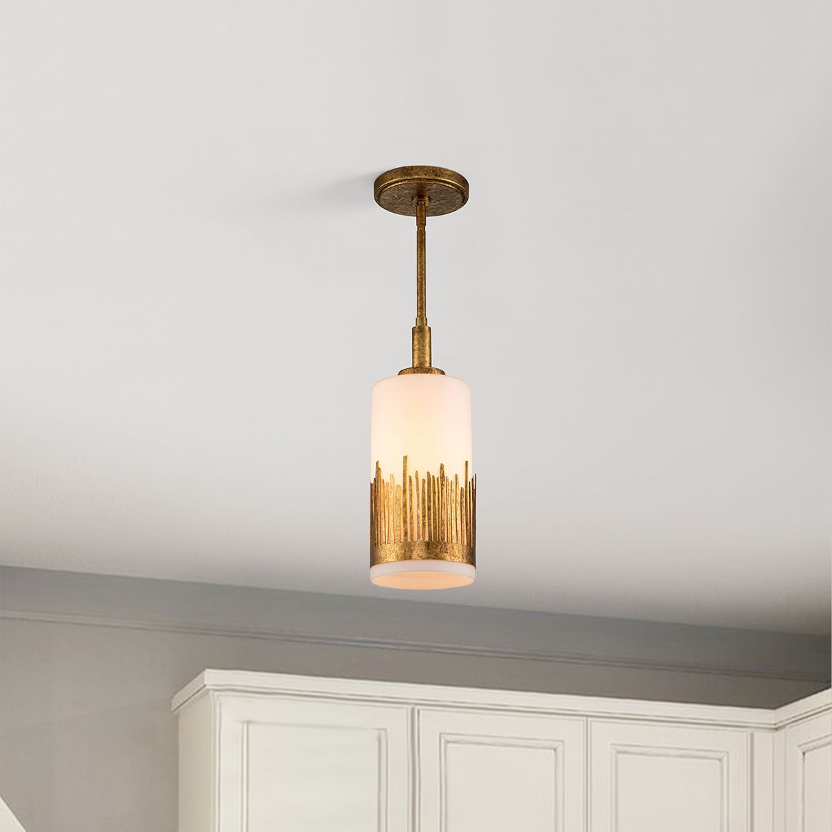 Quintiesse Sawgrass 1 Light Pendant - Gold Leaf with Antique Glaze