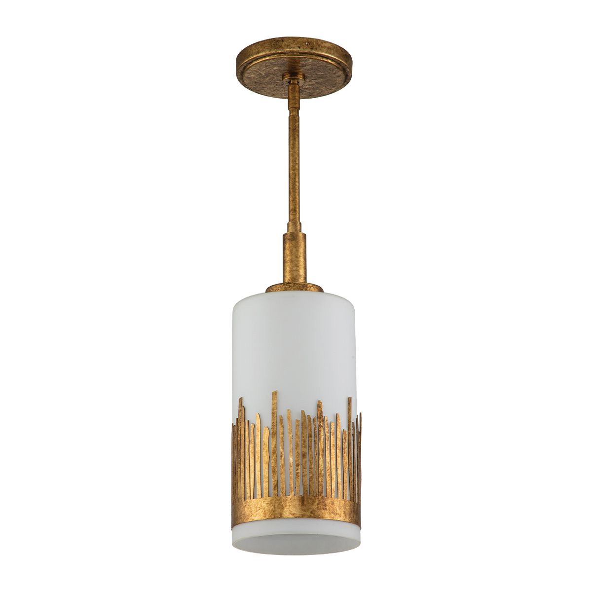 Quintiesse Sawgrass 1 Light Pendant - Gold Leaf with Antique Glaze
