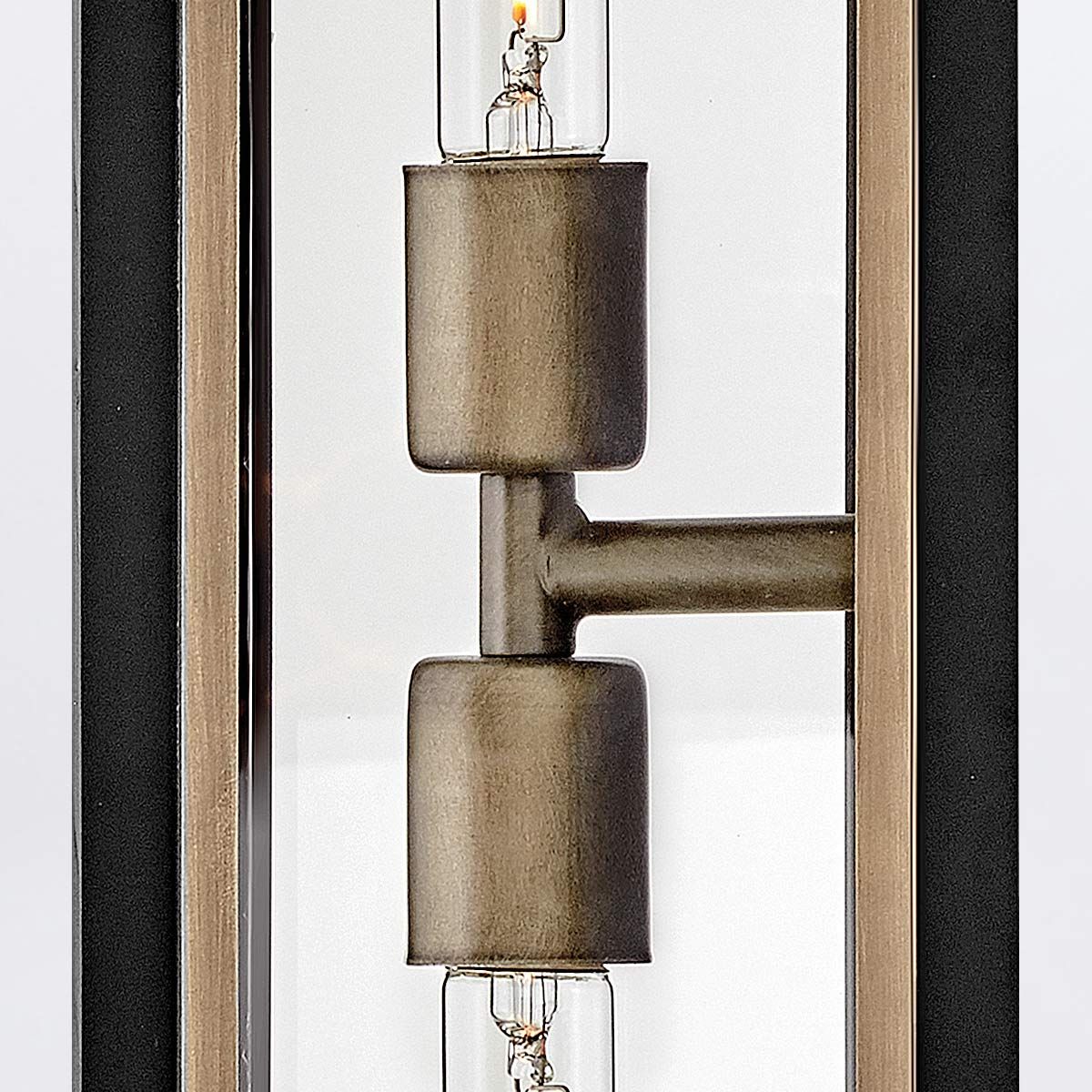 Quintiesse Shaw 2 Light Wall Lantern - Black with Burnished Bronze accents