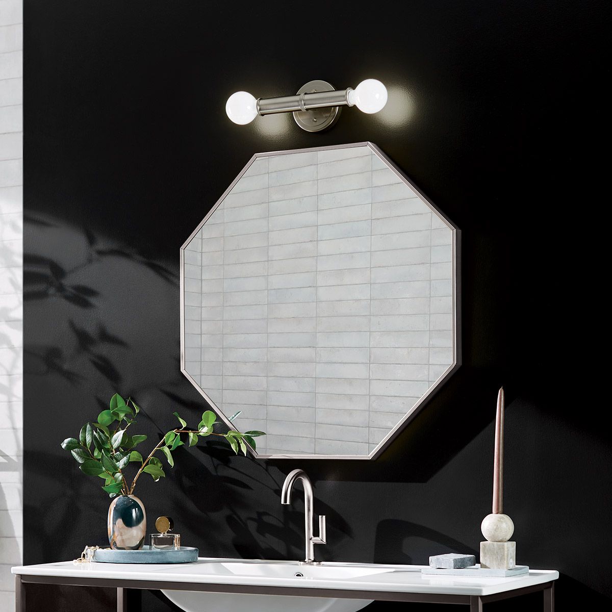 Quintiesse Torche 2 Light Wall Light - Brushed Nickel