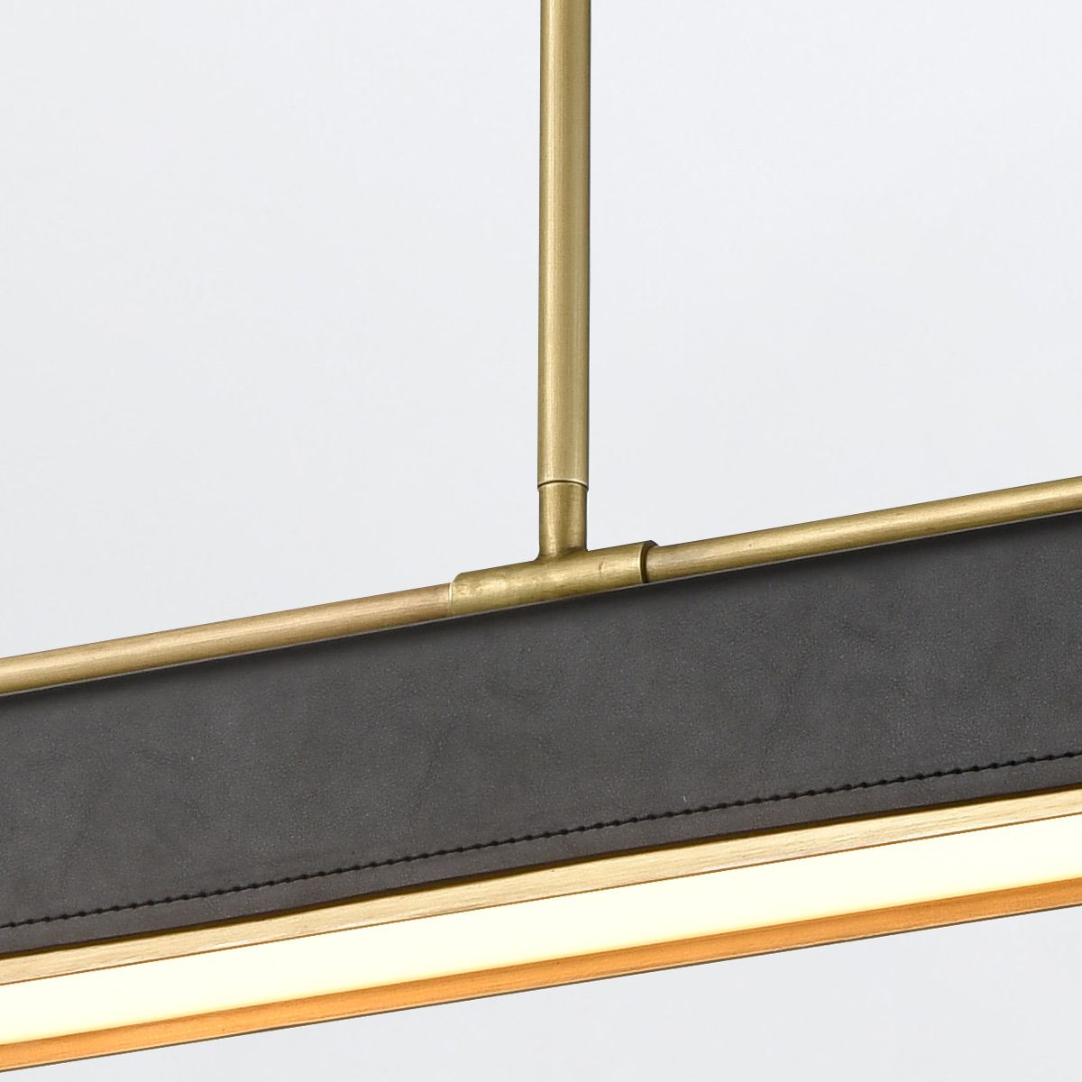 Quintiesse Valise LED Linear Pendant - Vintage Brass & Tuxedo Leather