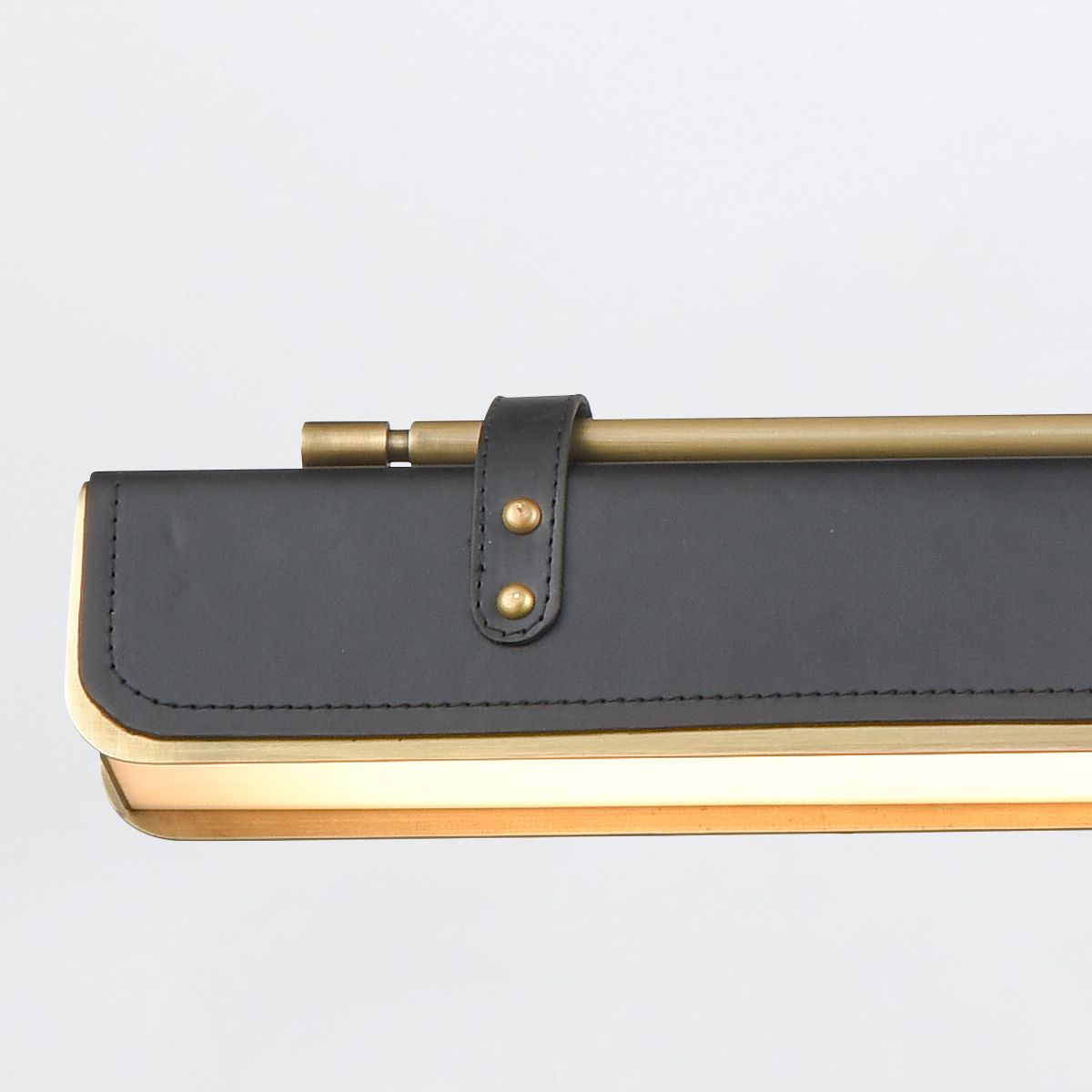 Quintiesse Valise LED Linear Pendant - Vintage Brass & Tuxedo Leather