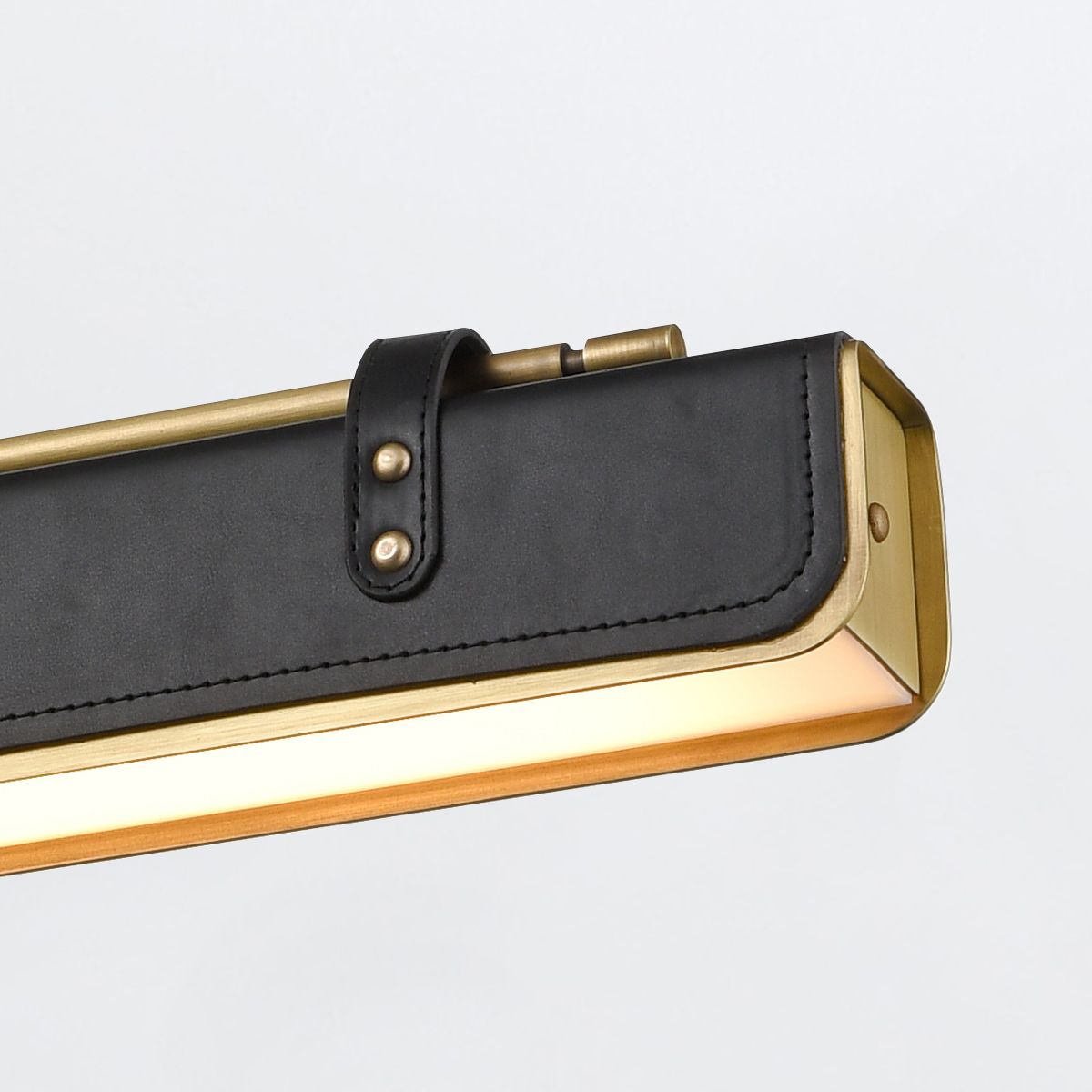 Quintiesse Valise LED Linear Pendant - Vintage Brass & Tuxedo Leather