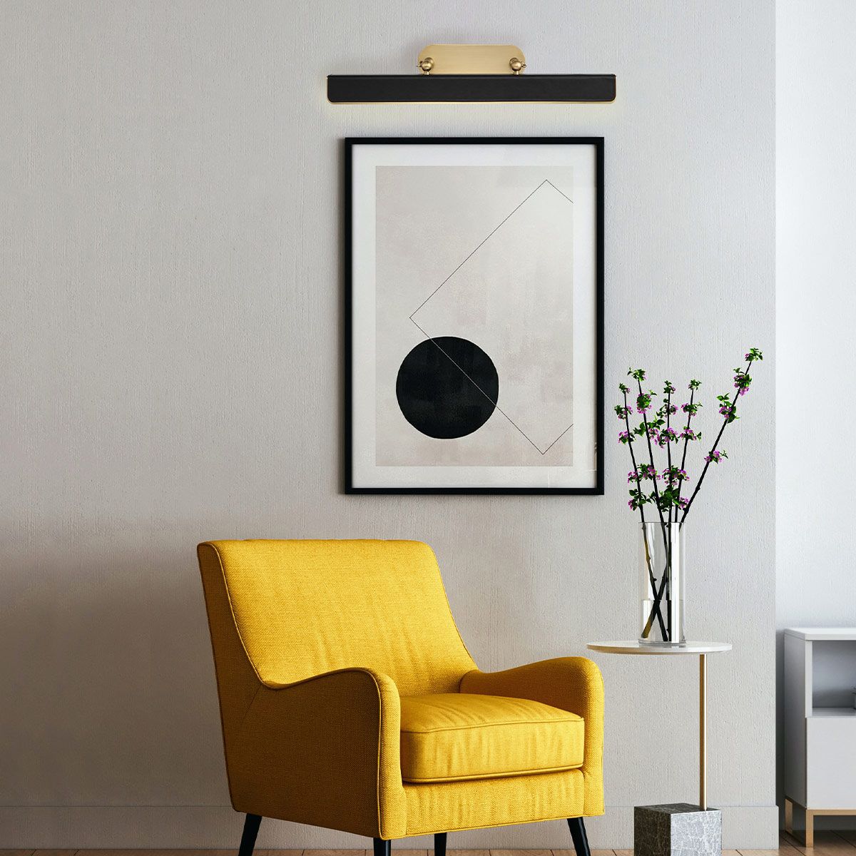 Quintiesse Valise Large LED Picture Light - Vintage Brass & Tuxedo Leather