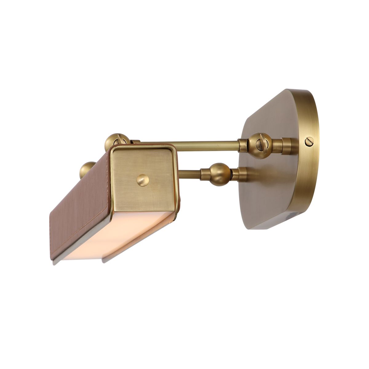 Quintiesse Valise Medium LED Picture Light - Vintage Brass & Cognac Leather