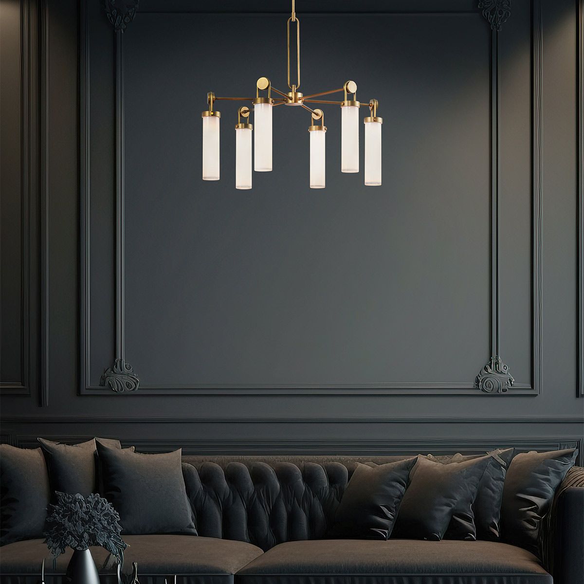 Quintiesse Wynwood 6 Light Chandelier - Vintage Brass