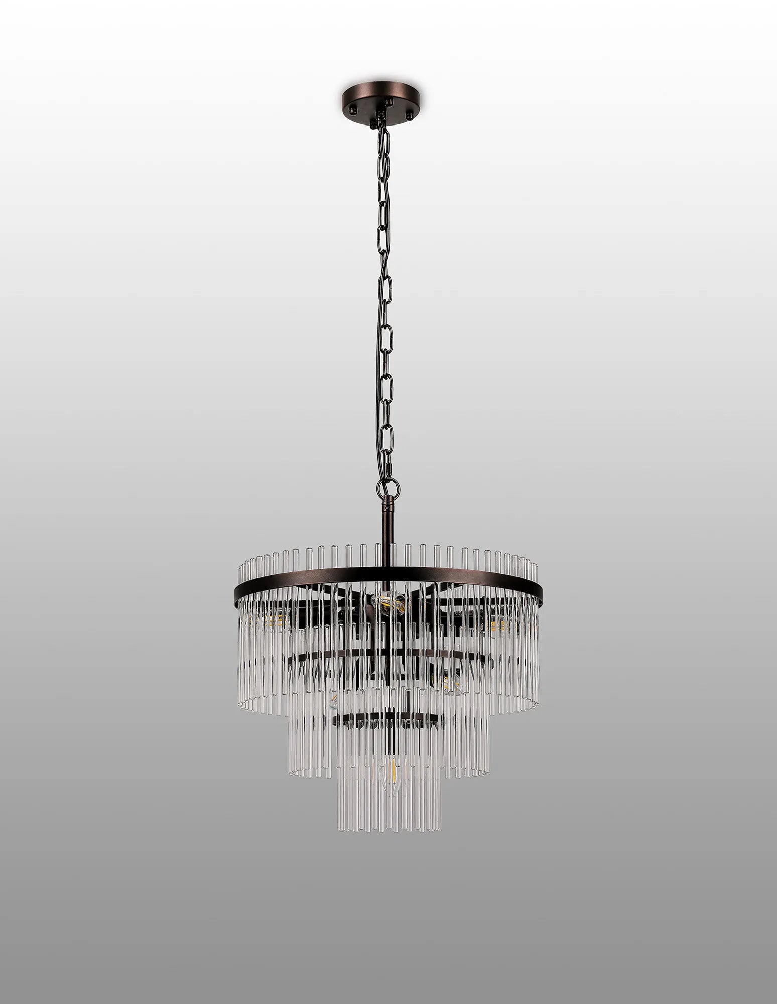 Robin 45cm Pendant & Semi Ceiling 7 Light - Brown Oxide & Clear Glass Rods