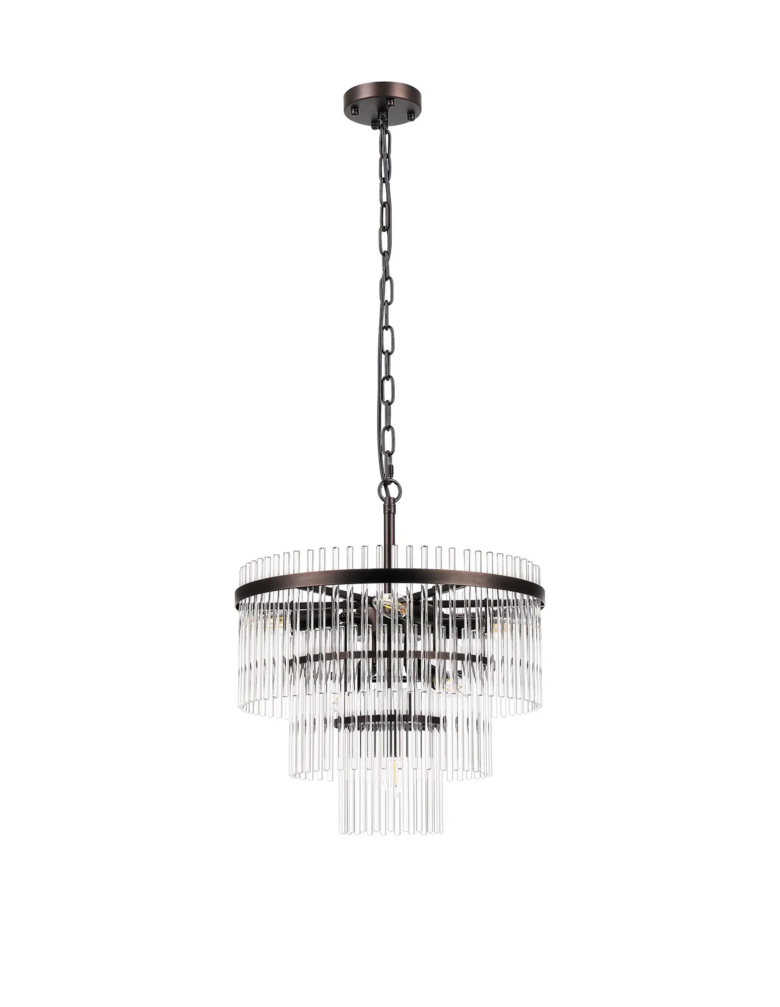 Robin 45cm Pendant & Semi Ceiling 7 Light - Brown Oxide & Clear Glass Rods
