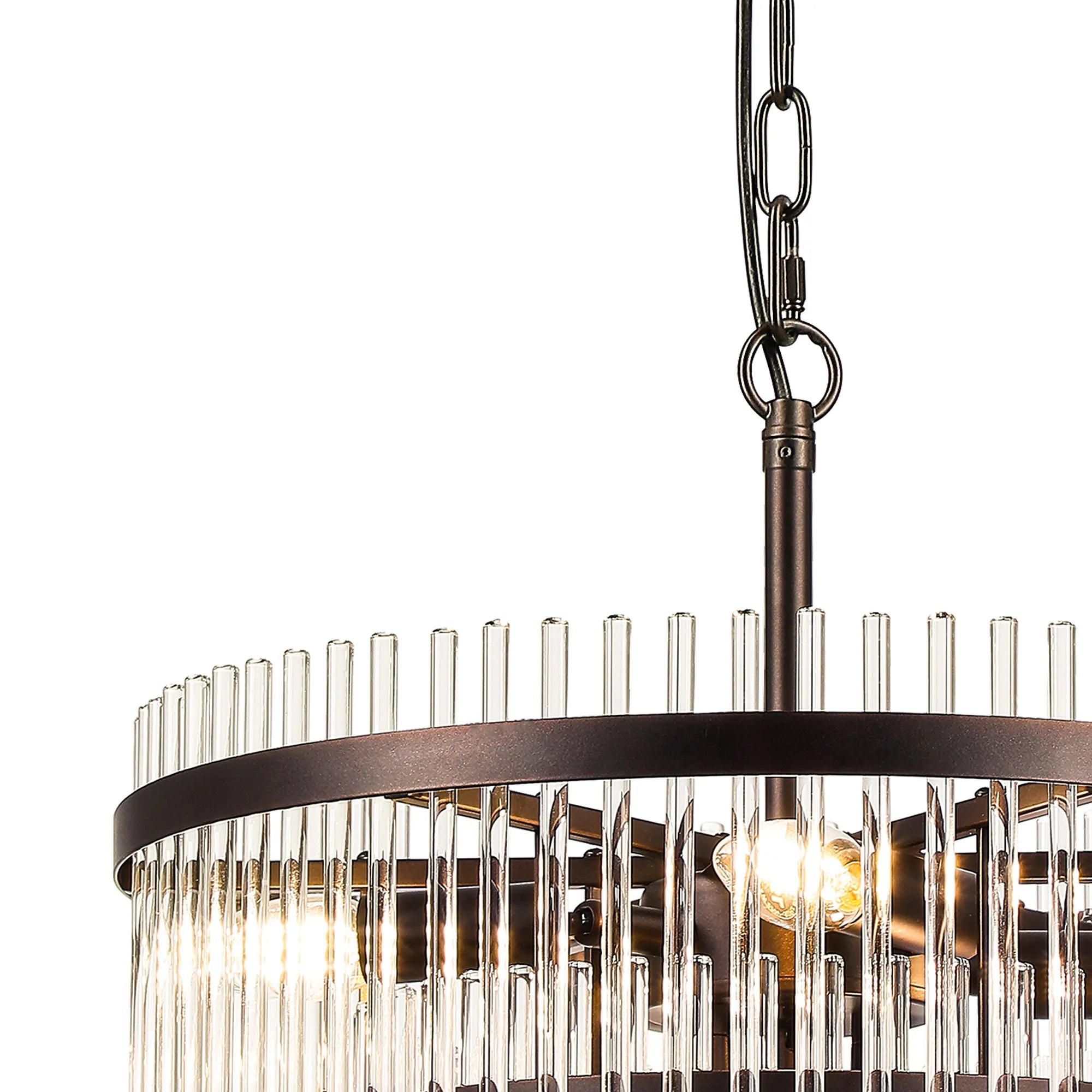 Robin 45cm Pendant & Semi Ceiling 7 Light - Brown Oxide & Clear Glass Rods