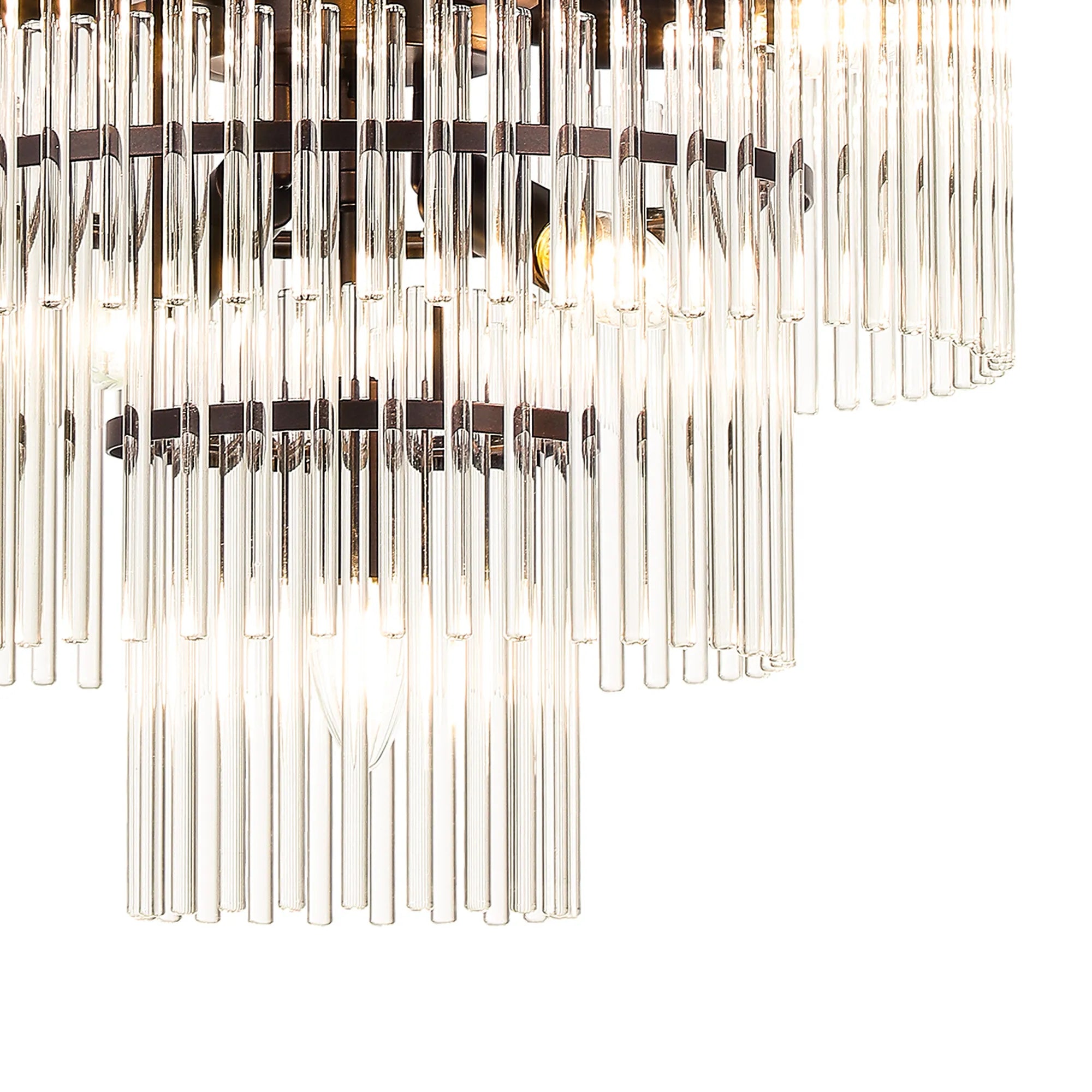 Robin 45cm Pendant & Semi Ceiling 7 Light - Brown Oxide & Clear Glass Rods