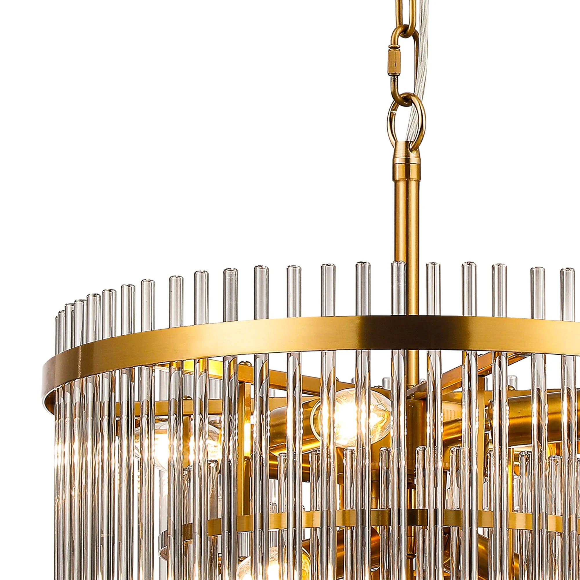 Robin 45cm Pendant & Semi Ceiling 7 Light - Brass & Smoke Glass Rods