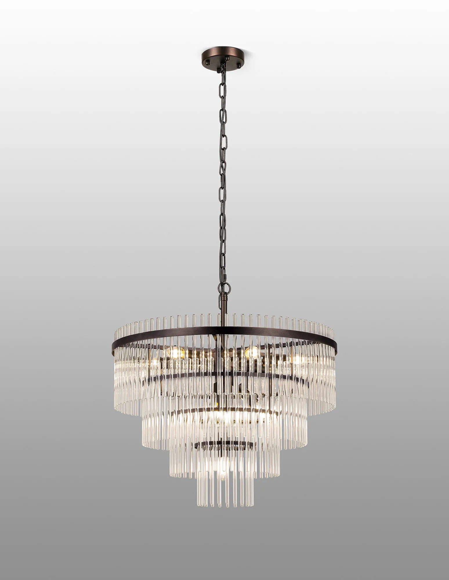 Robin 60cm Pendant & Semi Ceiling 10 Light - Brown Oxide & Clear Glass Rods