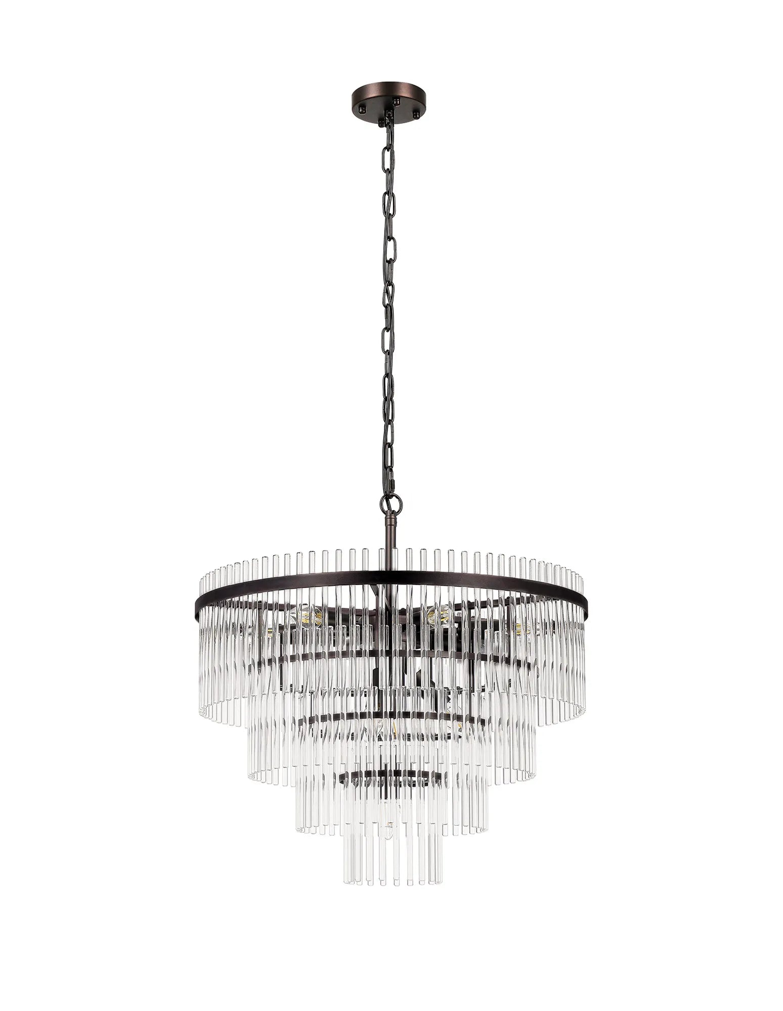 Robin 60cm Pendant & Semi Ceiling 10 Light - Brown Oxide & Clear Glass Rods