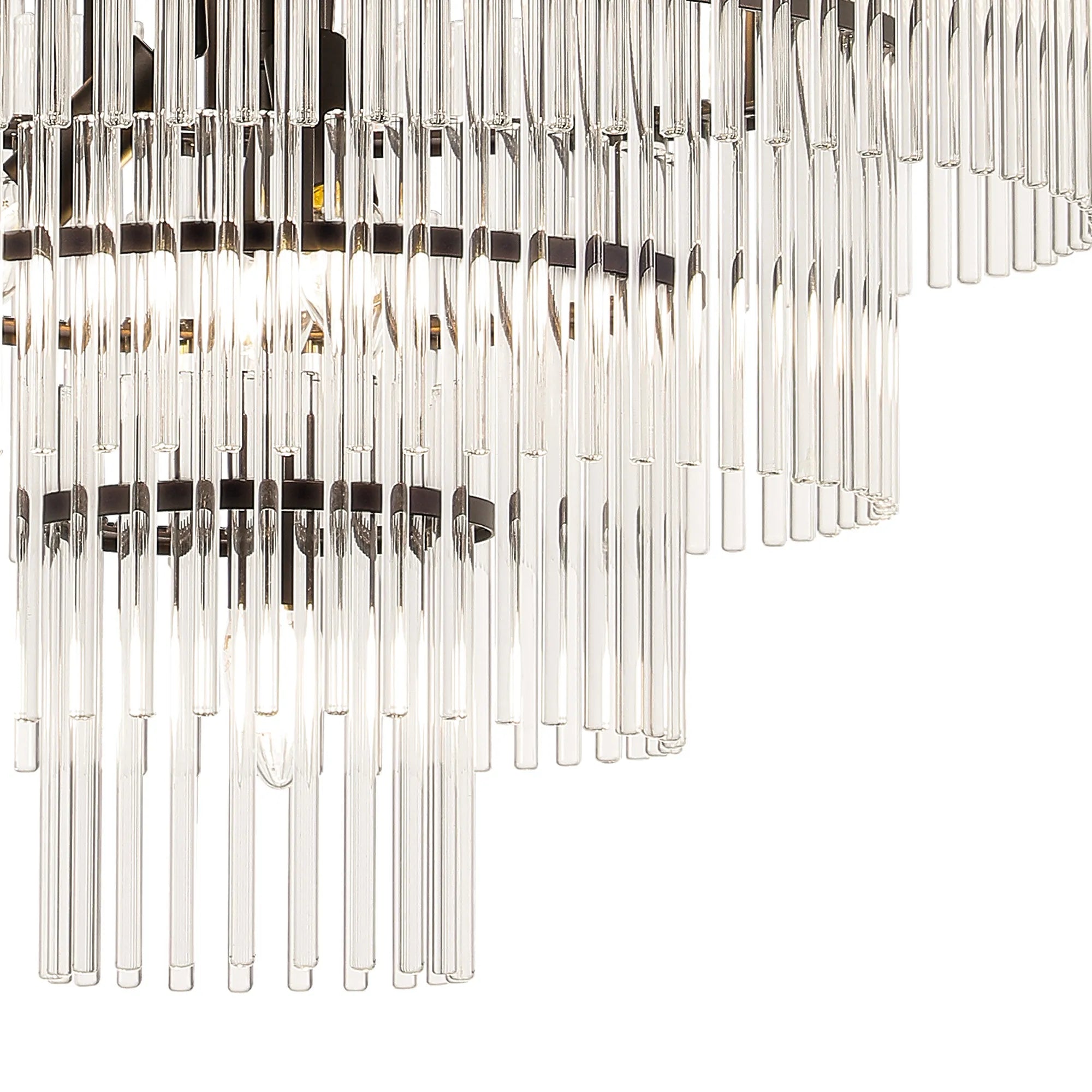 Robin 60cm Pendant & Semi Ceiling 10 Light - Brown Oxide & Clear Glass Rods