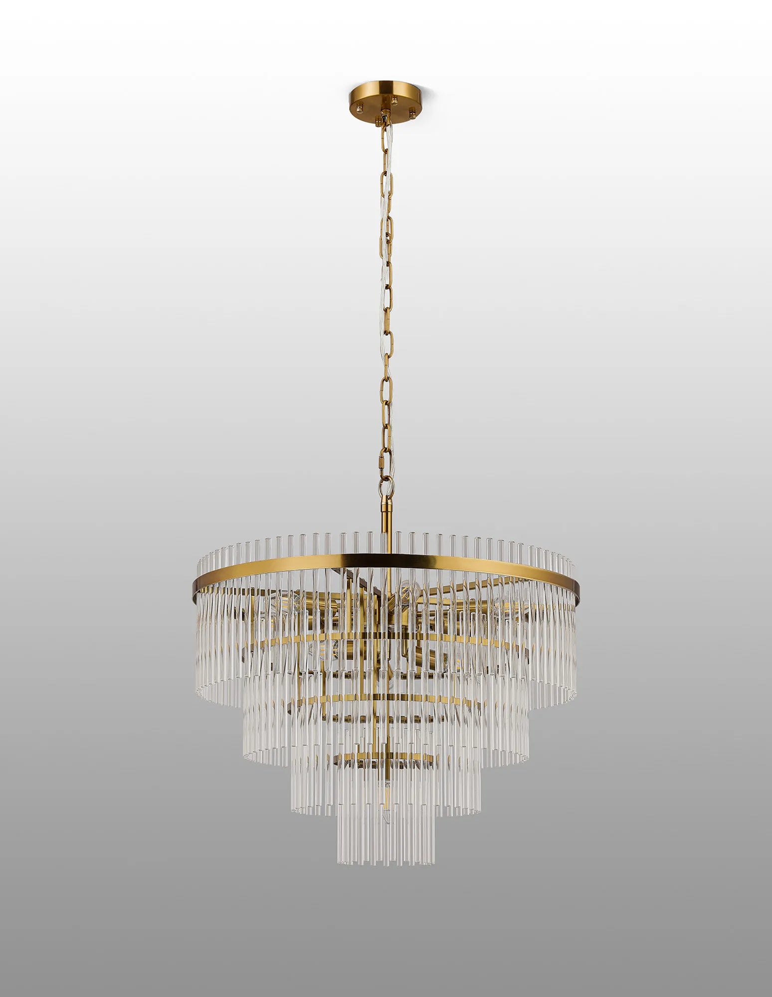 Robin 60cm Pendant & Semi Ceiling 10 Light - Brass & Clear Glass Rods