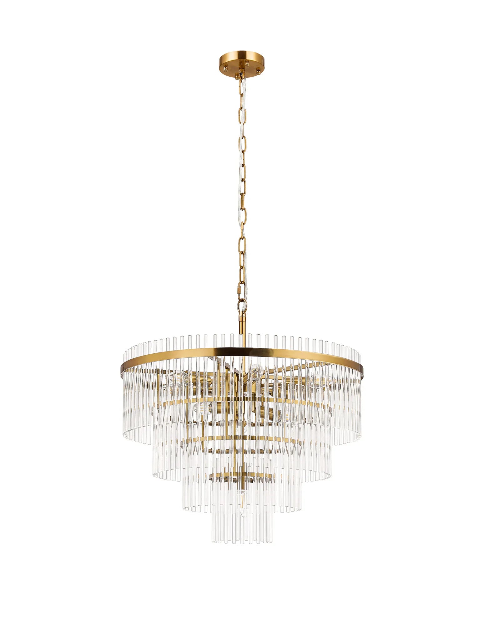 Robin 60cm Pendant & Semi Ceiling 10 Light - Brass & Clear Glass Rods