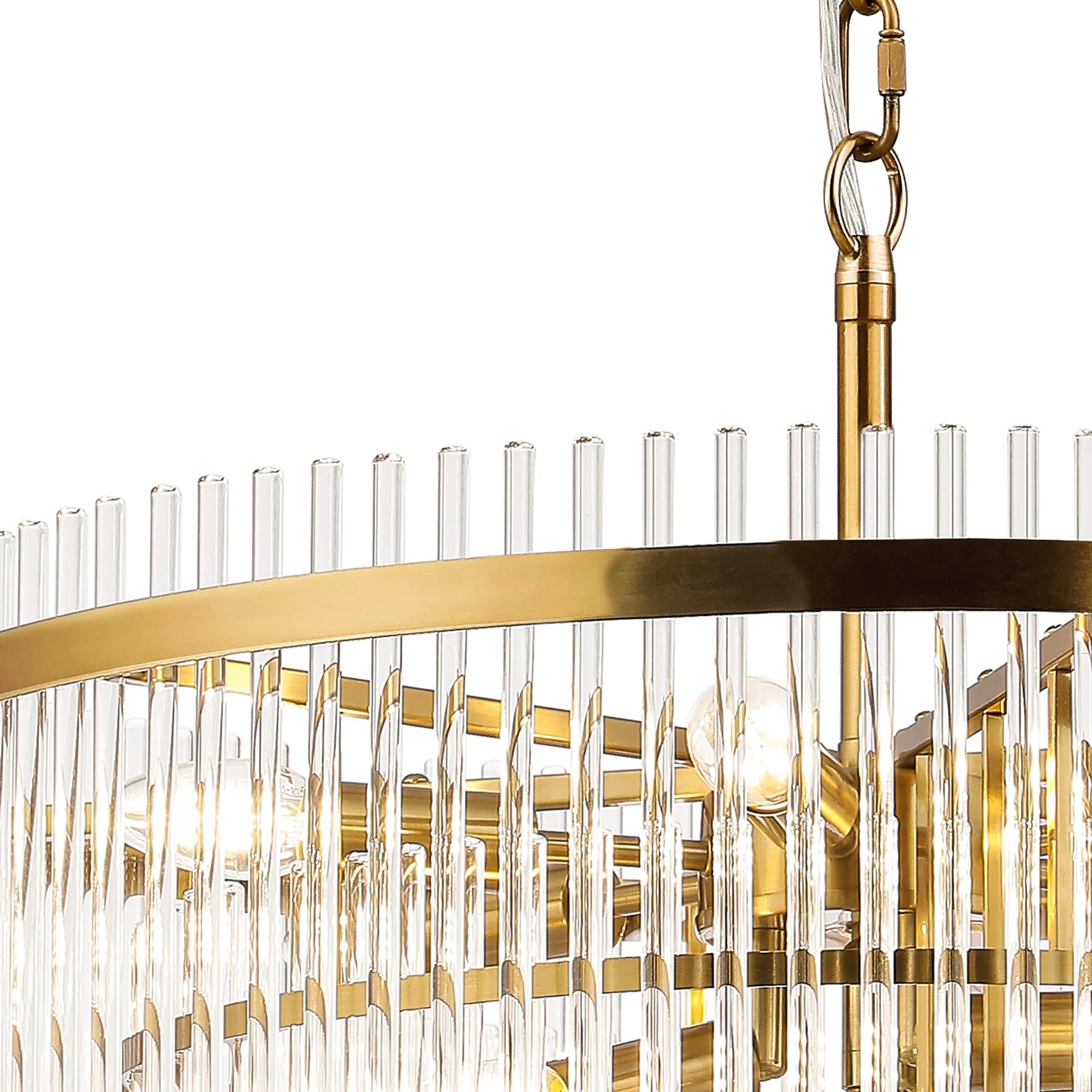 Robin 60cm Pendant & Semi Ceiling 10 Light - Brass & Clear Glass Rods