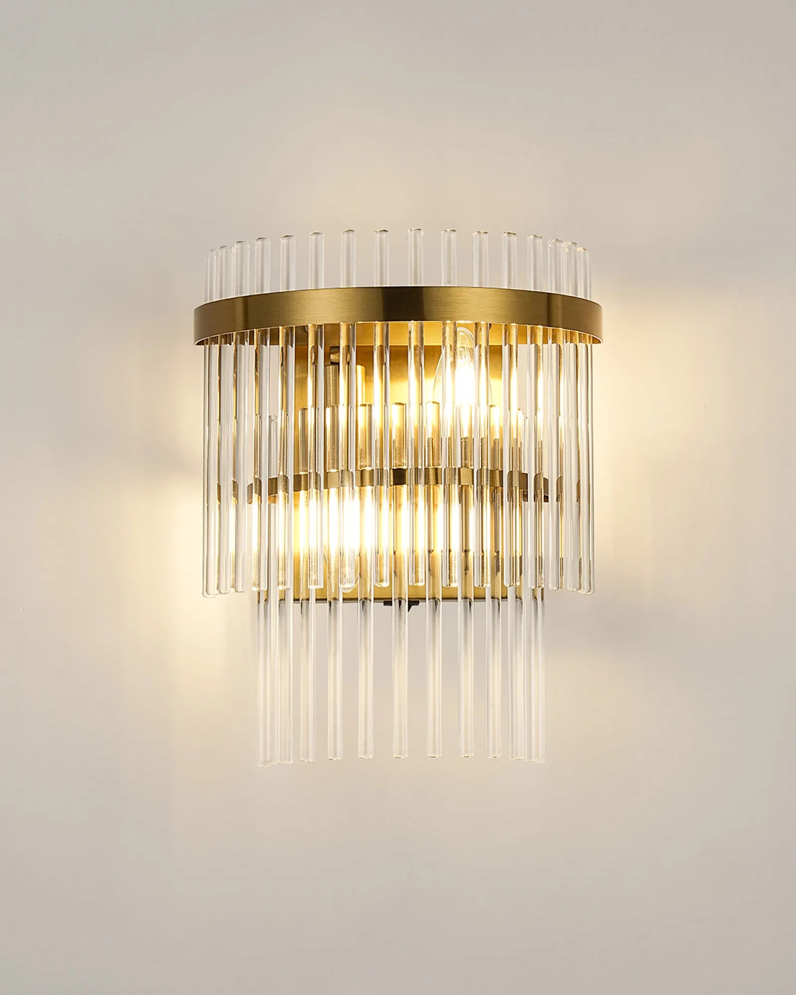 Robin Wall Lamp 2 Light - Brass & Clear Glass Rods
