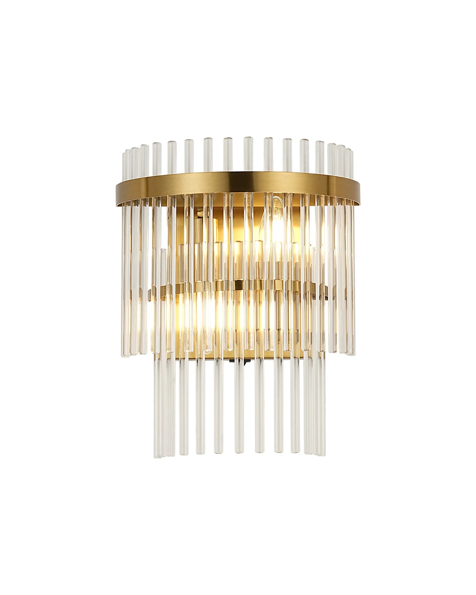 Robin Wall Lamp 2 Light - Brass & Clear Glass Rods